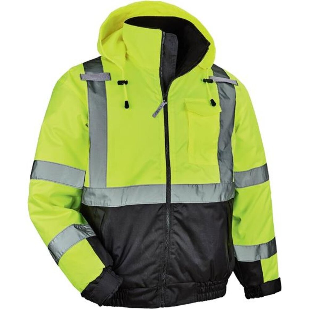 Hi Vis Bomber Safety Jacket Thermal Insulated Work Jacket Wind Water Resistant